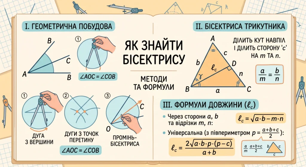 Математичні інструменти для житомирян: як знайти бісектрису у трикутнику — Новини Житомира