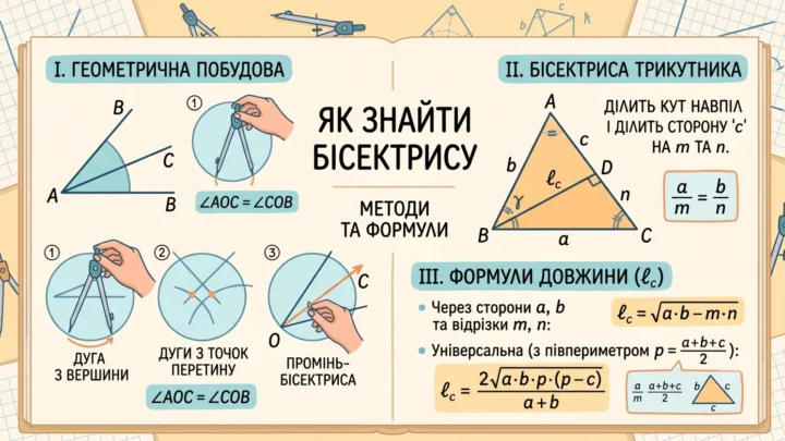 Математичні інструменти для житомирян: як знайти бісектрису у трикутнику — Новини Житомира